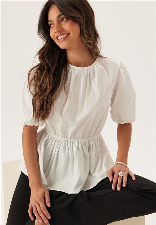 BUBBLEROOM Puff Sleeve Peplum Blouse