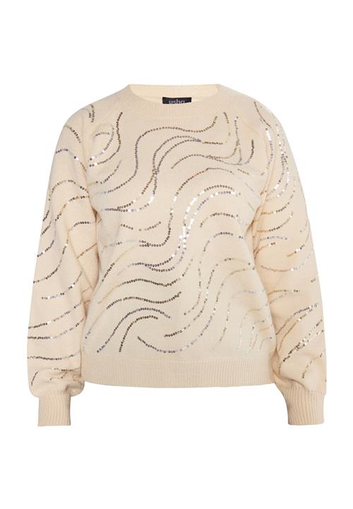 usha BLACK LABEL Pullover 'Nowles'  creme / turkis