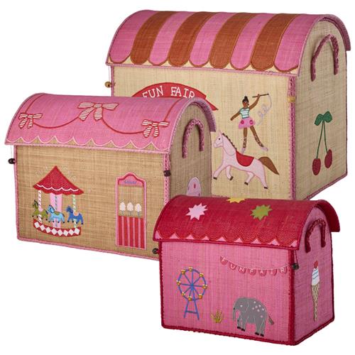 RICE Set Of 3 Kurve Med Raffia-legetøj Pink Fun Fair One Size    One Size  unisex