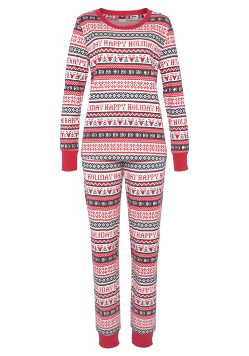 LASCANA Pyjamas  knaldrød / sort / offwhite