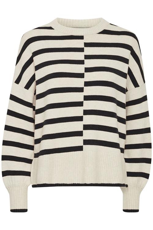 Fransa Pullover 'Bitte'  sort / hvid