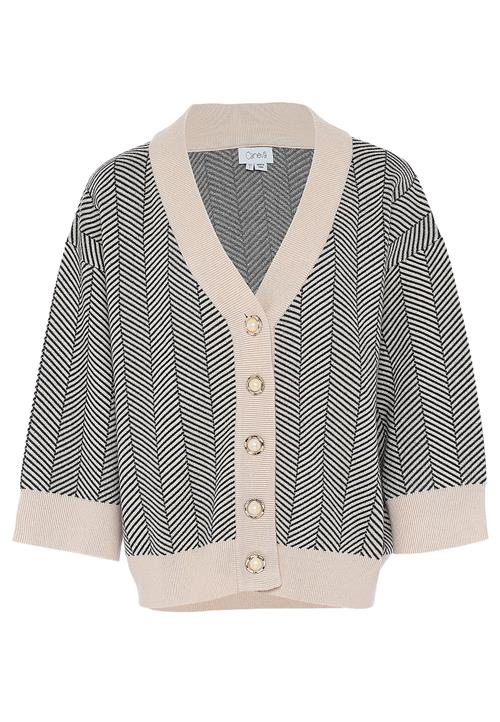 caneva Cardigan  beige / sort / uldhvid
