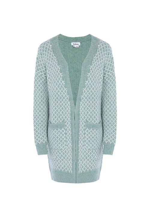 Sidona Cardigan  aqua / hvid