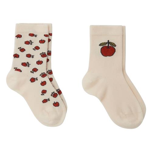 Buddy & Hope GOTS Albert Mønstrete Strømper Med Æbler Cremefarvet 24-27 EU  Hvid  24-27 EU  unisex