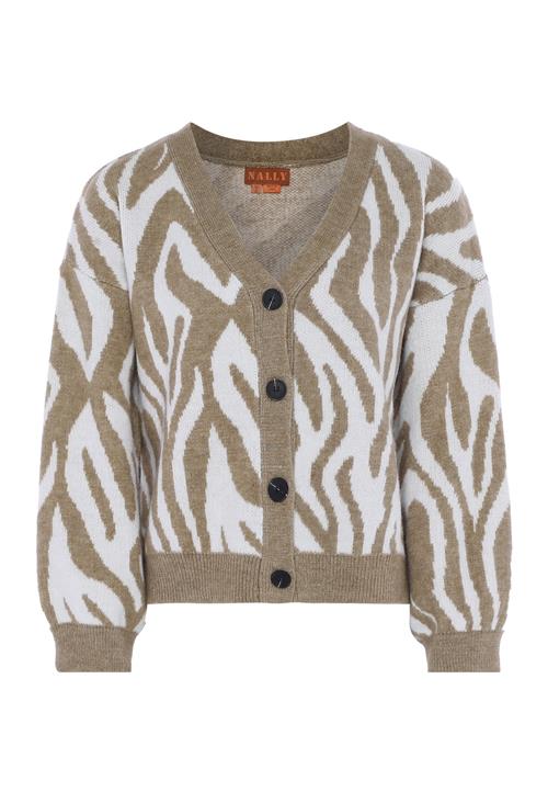 NALLY Cardigan  mørkebeige / hvid