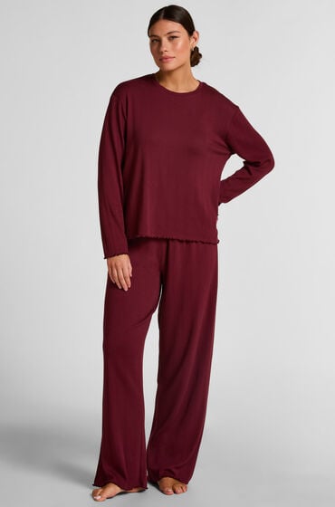Hunkemöller Pyjama Pant Loose Pointelle Rød