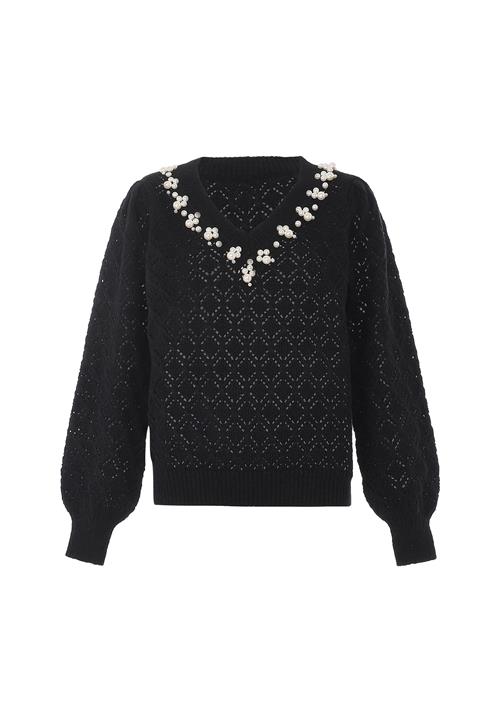 faina Pullover  sort / perlehvid