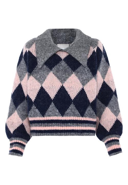 Jalene Pullover  marin / grå-meleret / lys pink