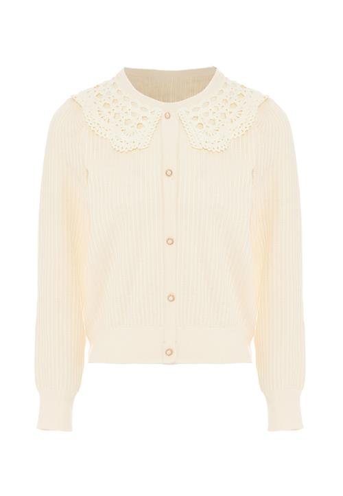 NAEMI Cardigan  sand / uldhvid