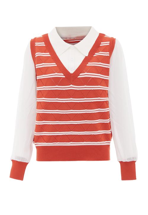 caneva Pullover  mørkeorange / hvid