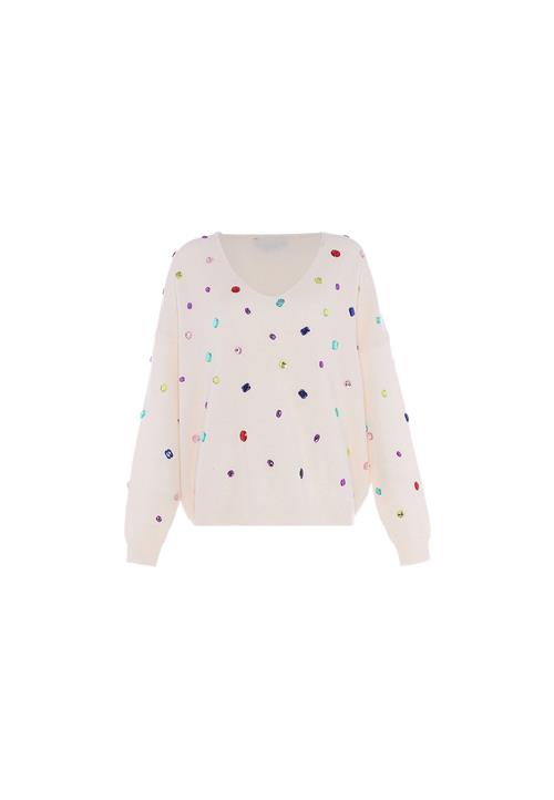 faina Pullover  ensian / lyserød / rød / uldhvid