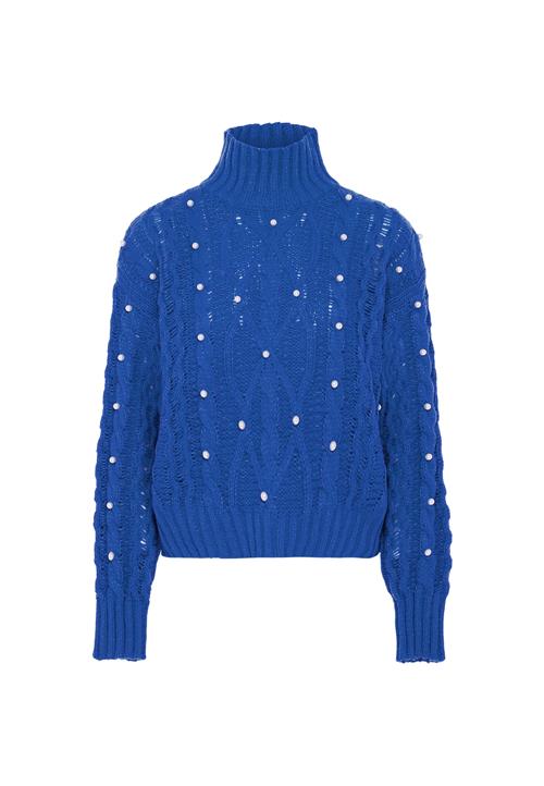 faina Pullover  royalblå / perlehvid