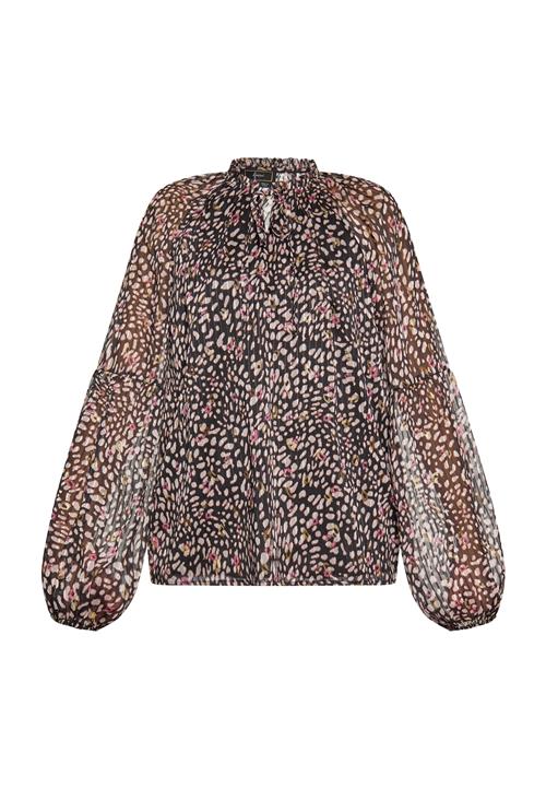 faina Bluse  mørkebeige / guld / pink / sort