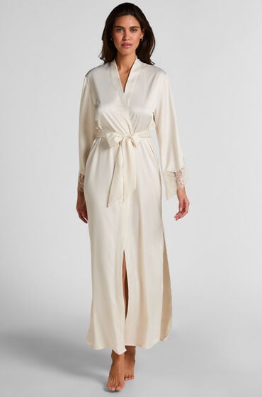 Hunkemöller Valerie lang satinkimono Hvid