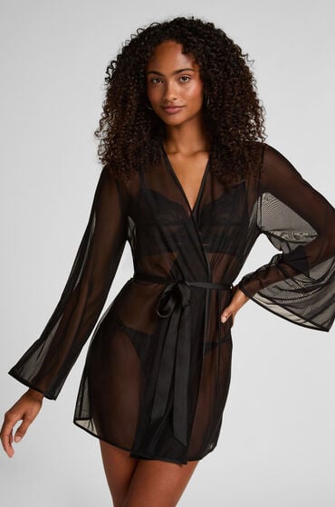 Hunkemöller Kimono Mesh Imani Sort
