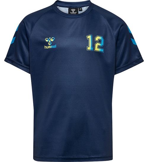 Hummel T-shirt - hmlShimmer - Dress Blues/Limeade