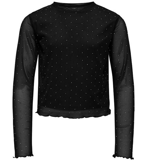 Kids Only Bluse - KogJada - Mesh - Black/Silver Rhinestones