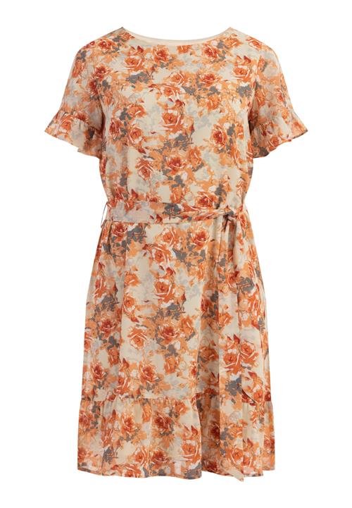 Usha Sommerkjole  creme / grå / mørkegrå / orange