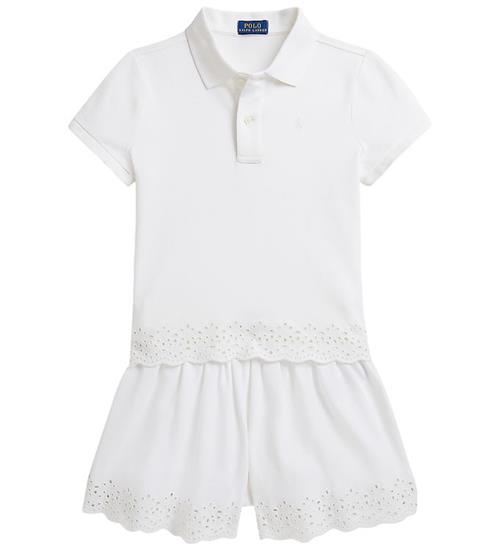 Polo Ralph Lauren Sæt - Polo/Shorts - Hvid m. Hulmønster