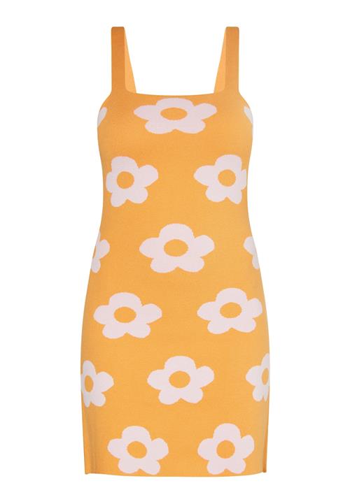 swirly Strikkjole  orange / hvid