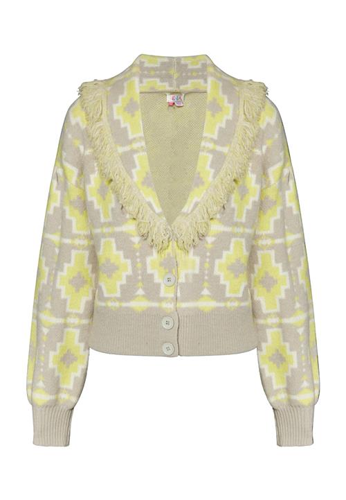 IZIA Cardigan  lemon / grå / hvid