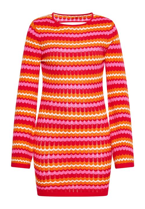 ebeeza Strikkjole  beige / orange / pink / rød