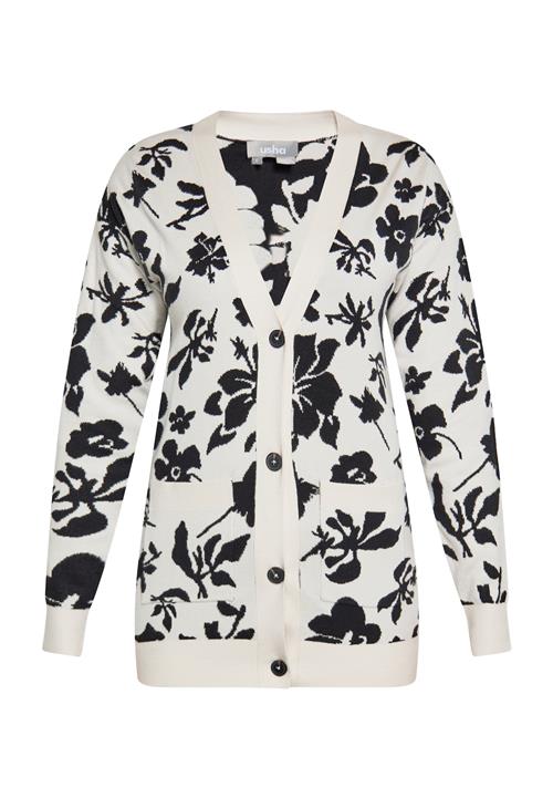 Usha Cardigan  sort / uldhvid
