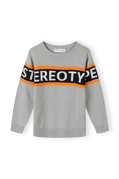 MINOTI Pullover  grå-meleret / orange / sort / hvid