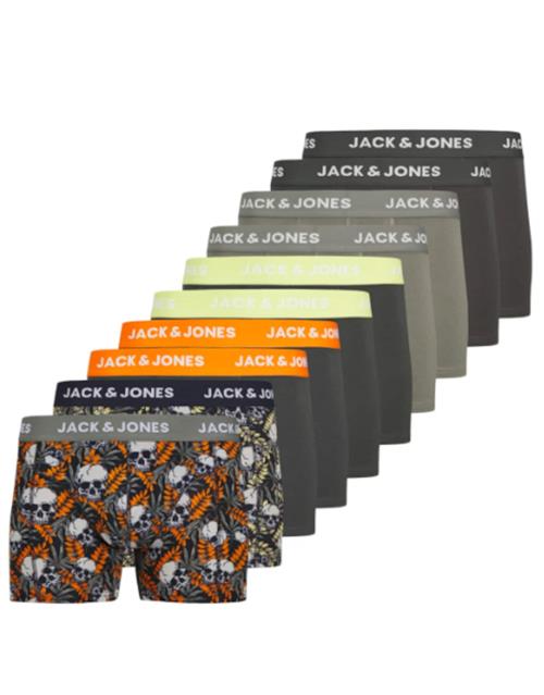 JACK & JONES Boksershorts 'JACHugo Skulls'  grå / mørkegrå / orange / sort