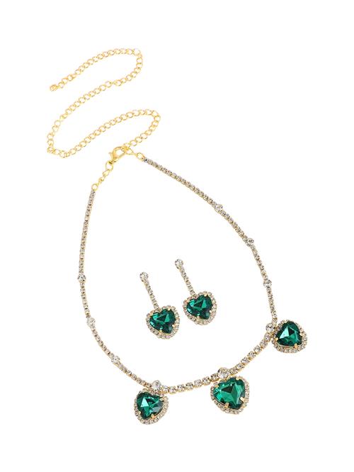 SOHI Smykkesæt 'Supreet'  guld / smaragd / transparent