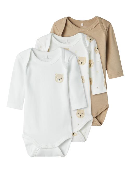 NAME IT Sparkedragt/Body 'Oxford Bear'  mørkebeige / sort / hvid