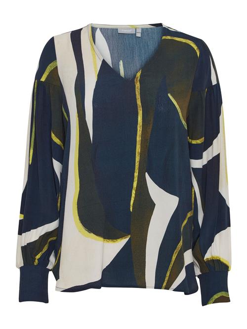 Fransa Bluse 'Lena'  navy / mørkegrøn / uldhvid