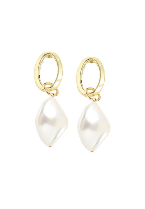 SOHI Øreringe 'Jarona'  guld / perlehvid