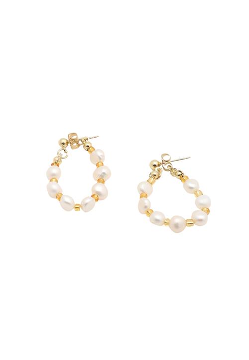 SOHI Øreringe 'Belphoebe'  guld / hvid