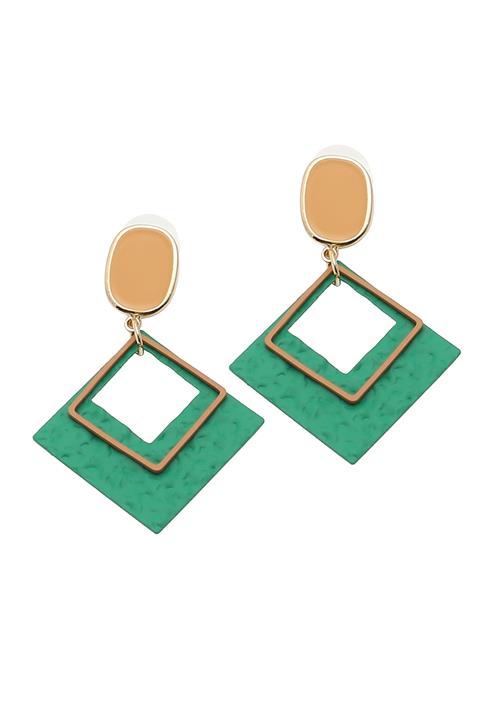 SOHI Øreringe 'Annalee'  guld / grøn