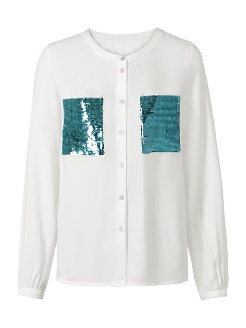 heine Bluse  ecru / cyanblå