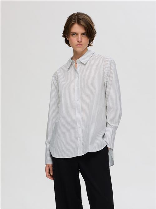 SELECTED Bluse  grå / hvid