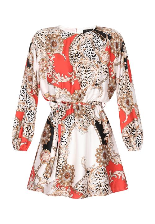 faina Coctailkjole  brun / orange / sort / hvid