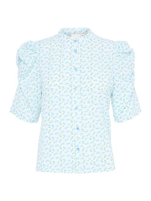 ICHI Bluse 'IHKate'  lyseblå / grøn / hvid