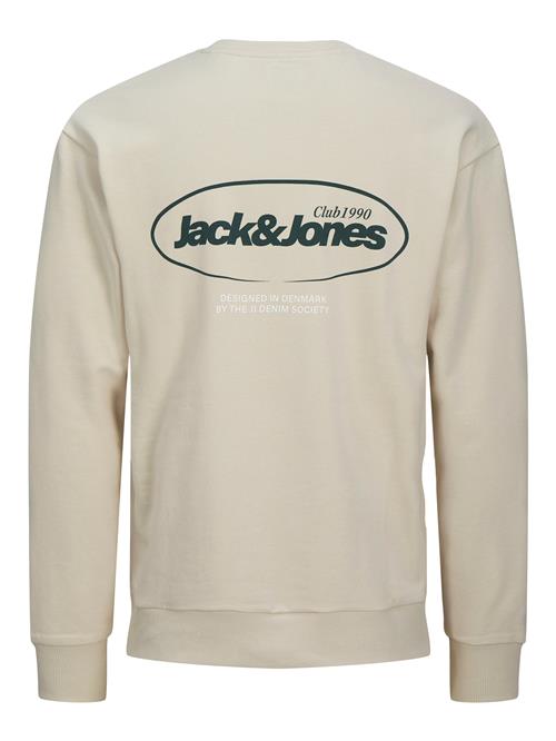 JACK & JONES Sweatshirt 'JJEBradley'  beige / mørkegrøn / hvid