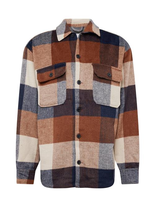 JACK & JONES Skjorte 'JJEBradley Ollie'  navy / cognac / naturhvid
