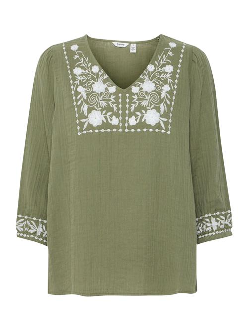 b.young Bluse 'Icolet'  lysegrå / grøn / uldhvid