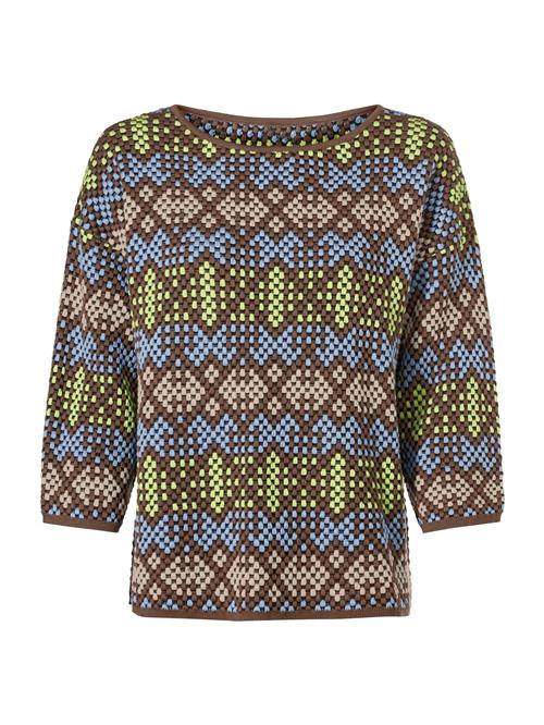 heine Pullover  beige / himmelblå / mørkebrun / æble