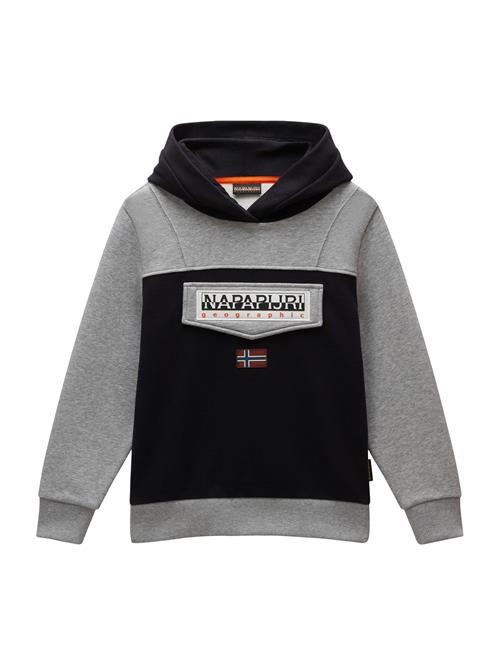 NAPAPIJRI Sweatshirt 'Burgee'  grå-meleret / rød / sort / hvid