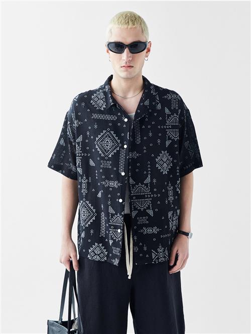 VAMOS CLO Skjorte  vinrød / sort