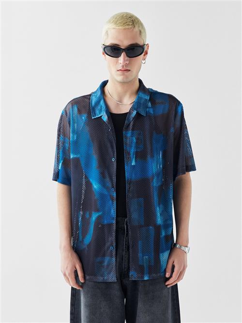 VAMOS CLO Skjorte  blå / sort