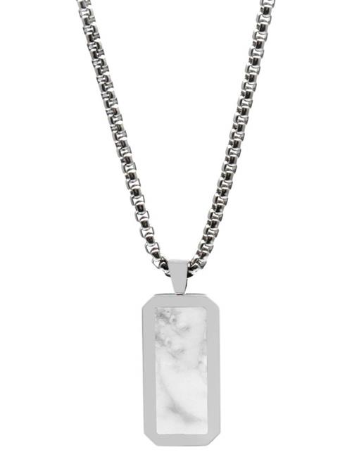 GT Collection Kæde 'Rectangle Pendant'  hvid