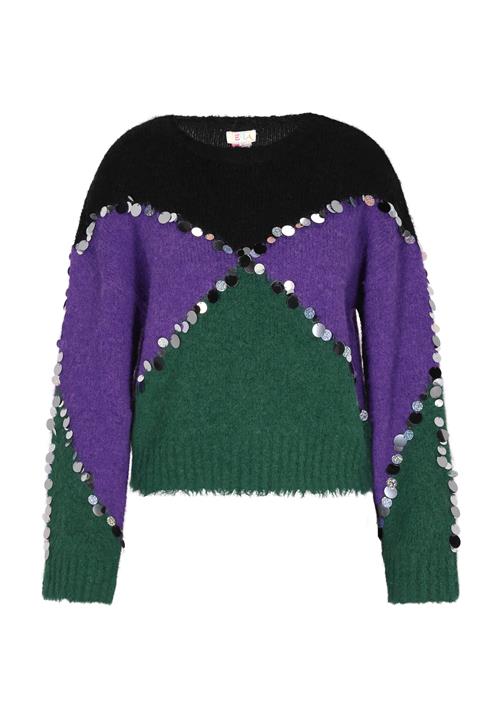 IZIA Pullover  gran / violetblå / sort / sølv