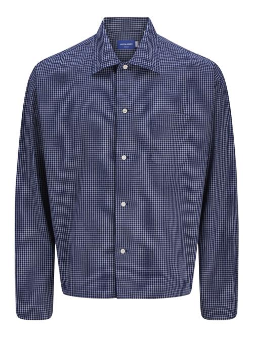 JACK & JONES Skjorte 'JORAUSTIN'  mørkeblå / hvid