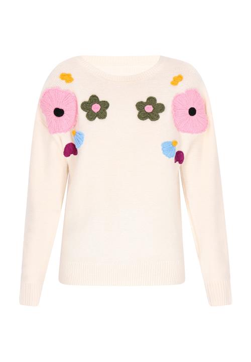 swirly Pullover  beige / lyseblå / pink